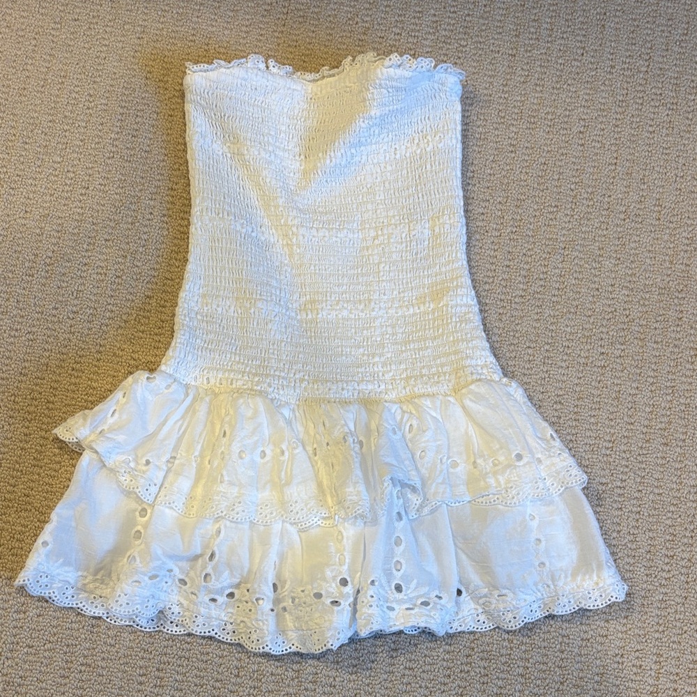 Katie J NYC White Ruffled Kids Dress